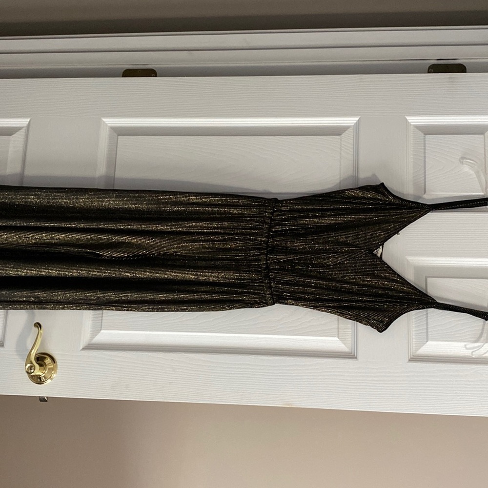 Show me your mumu black and gold velvet jumpsuit